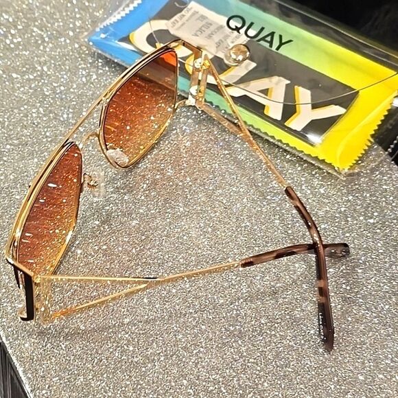 Quay Australia Baddie Behavior Sunglasses- Gold/Orange/Yellow main image 8
